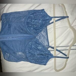 Blue lace cup corset